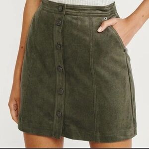 Abercrombie & Fitch faux suede olive green mini skirt
